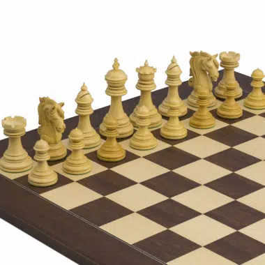 Ensemble Porte du Roi Echiquier en Bois d'Erable & Jeu d'Echecs en Bois de Rose