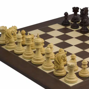 Ensemble Porte du Roi Echiquier en Bois d'Erable & Jeu d'Echecs en Bois de Rose
