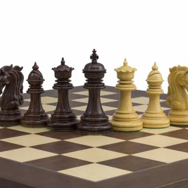 Ensemble Porte du Roi Echiquier en Bois d'Erable & Jeu d'Echecs en Bois de Rose