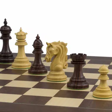 Ensemble Porte du Roi Echiquier en Bois d'Erable & Jeu d'Echecs en Bois de Rose