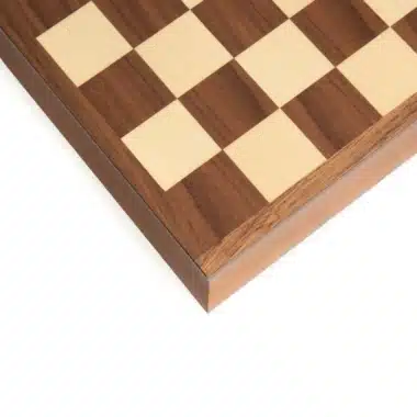 Echiquier en Bois d'Erable et de Noyer avec Compartiment de Rangement en Cuir – Image 3