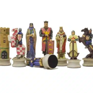 Jeu d'échecs Croisade complet avec tour, cavaliers et pièces couchées