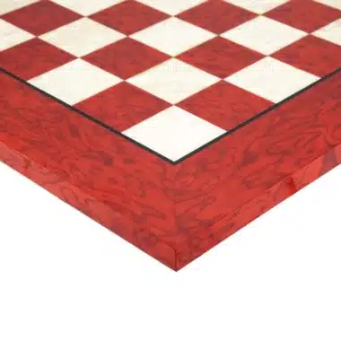 Échiquier en bois d'érable rouge, détail du coin et de la bordure