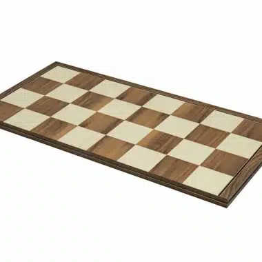 Échiquier pliable en bois de noyer et d'érable, vue d'ensemble en perspective