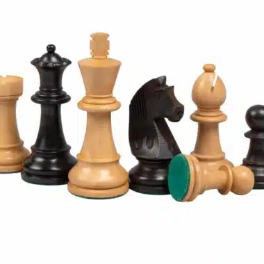 Ensemble Knight Design Echiquier en Bois de Peuplier Noir et Erable Blanc & Jeu d'Echecs en Bois de Buis Ebonisé avec Coffret de Rangement – Image 5
