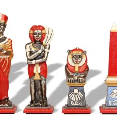 Ensemble Egypte III Echiquier en Bois d'Erable & Jeu d'Echecs en Métal Massif Peint à la Man – Image 9