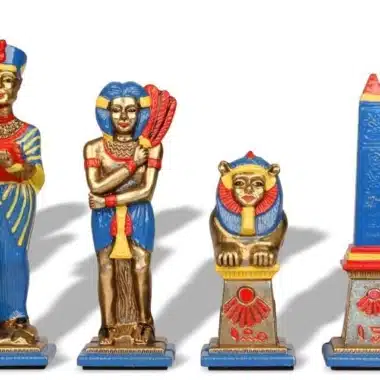 Ensemble Egypte III Echiquier en Bois d'Erable & Jeu d'Echecs en Métal Massif Peint à la Man – Image 8