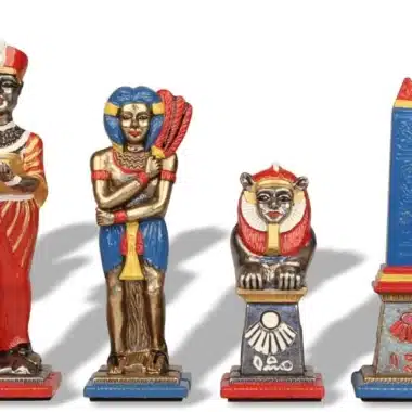 Ensemble Egypte III Echiquier en Bois d'Erable & Jeu d'Echecs en Métal Massif Peint à la Man – Image 7