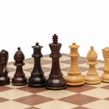Jeu d'échecs Classic Staunton de luxe - Échiquier en bois de rose et noyer & Pièces en Acacia et Bois de Buis