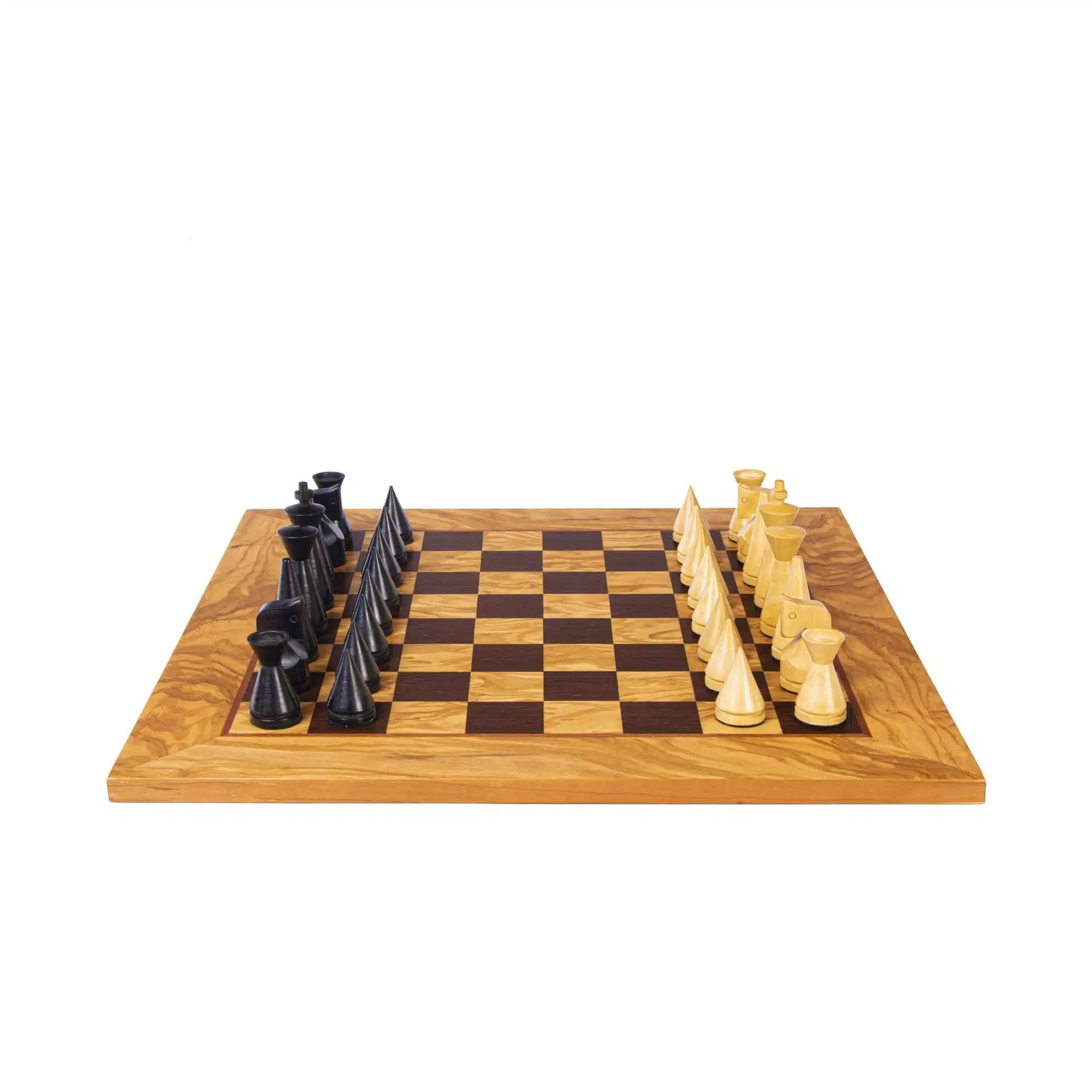 Jeu d'Echecs Moderne en Bois de Rose et Echiquier en Loupe d'Olivier avec Rangement – Image 8
