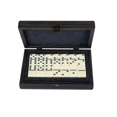 Alternative view of Set de Domino Gris Foncé - Coffret en Bois et en Similicuir
