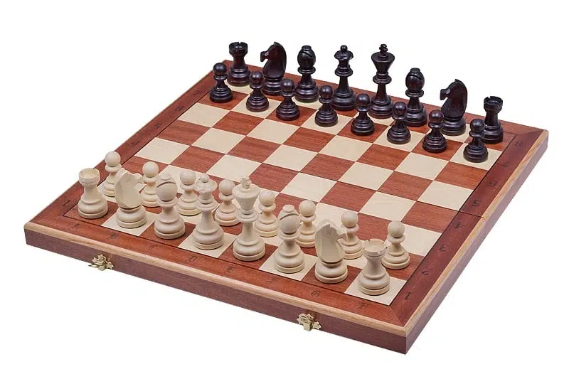 Jeu d'Echecs et Echiquier Pliable en Bois avec Rangement