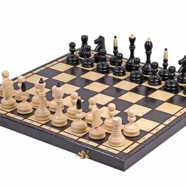 Echiquier Pliable et Jeu d'Echecs en Bois avec Rangement
