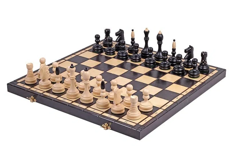 Echiquier Pliable et Jeu d'Echecs en Bois avec Rangement