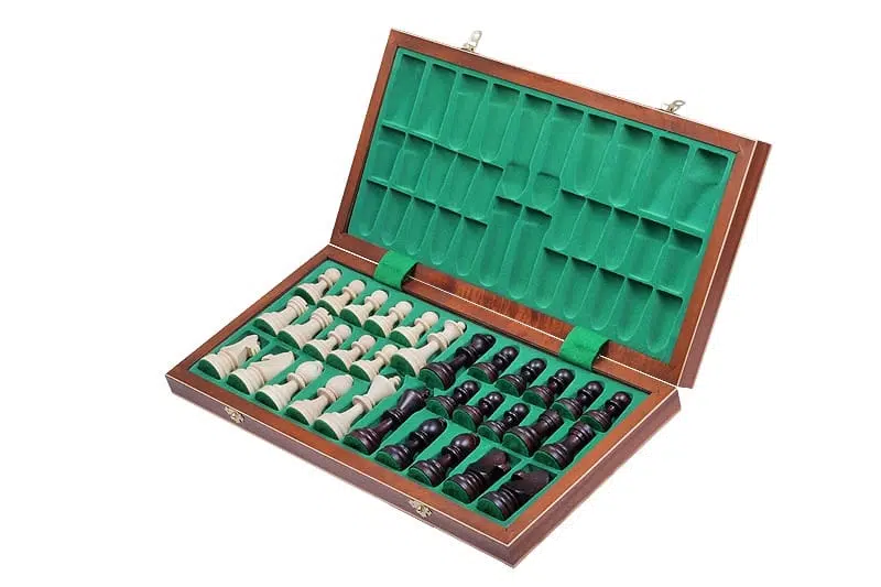 Jeu d'Echecs et Echiquier Pliable en Bois avec Rangement – Image 2