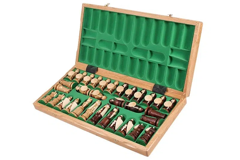 Echiquier Pliant et Jeu d'Echecs à Theme en Bois avec Rangement – Image 2