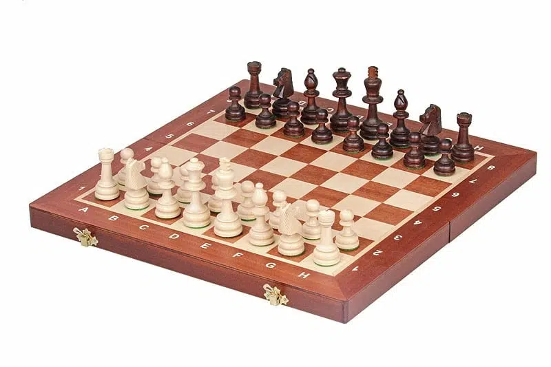 Echiquier Pliable et Jeu d'Echecs en Bois avec Rangement