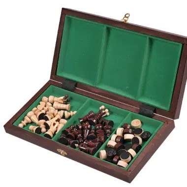 Jeu d'Echecs et Jeu de Dames Pliable en Bois – Image 11