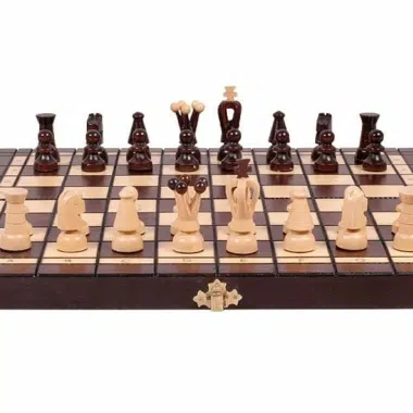 Jeu d'Echecs et Jeu de Dames Pliable en Bois – Image 7