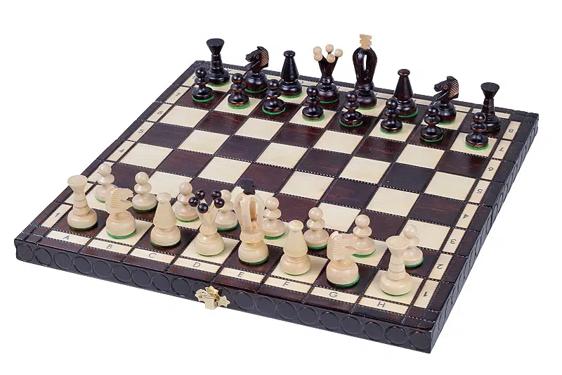 Jeu d'Echecs et Echiquier en Bois Pliant avec Rangement