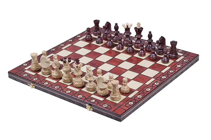 Grandes Pieces Echecs Decoratives en Bois et Echiquier Pliant avec Rangement