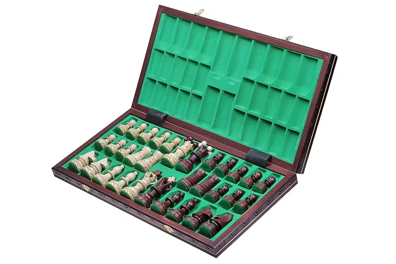 Grandes Pieces Echecs Decoratives en Bois et Echiquier Pliant avec Rangement – Image 2