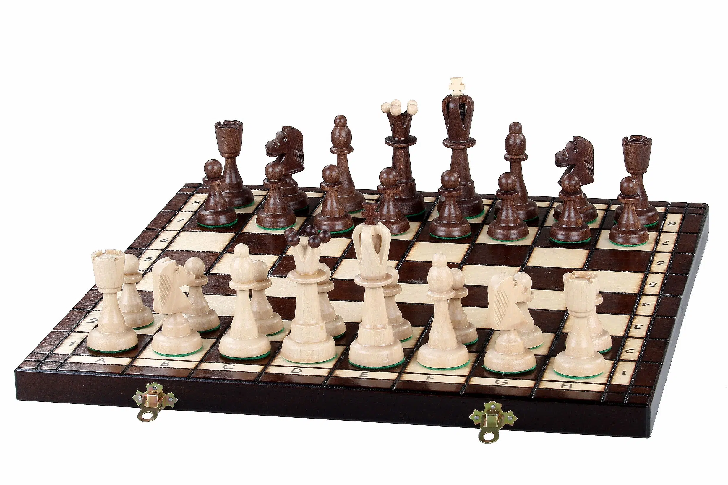 Jeu d'Echecs en Bois et Echiquier Pliable en Bois avec Rangement