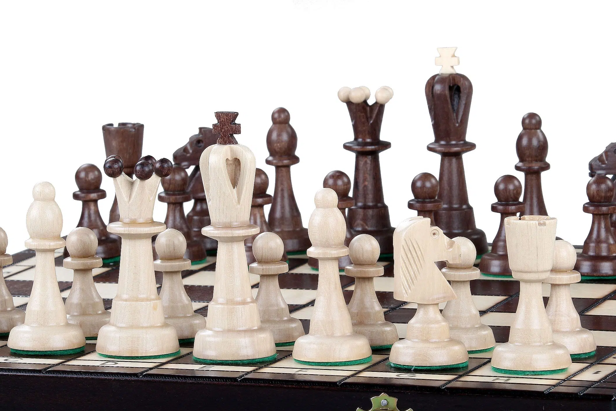 Jeu d'Echecs en Bois et Echiquier Pliable en Bois avec Rangement – Image 5