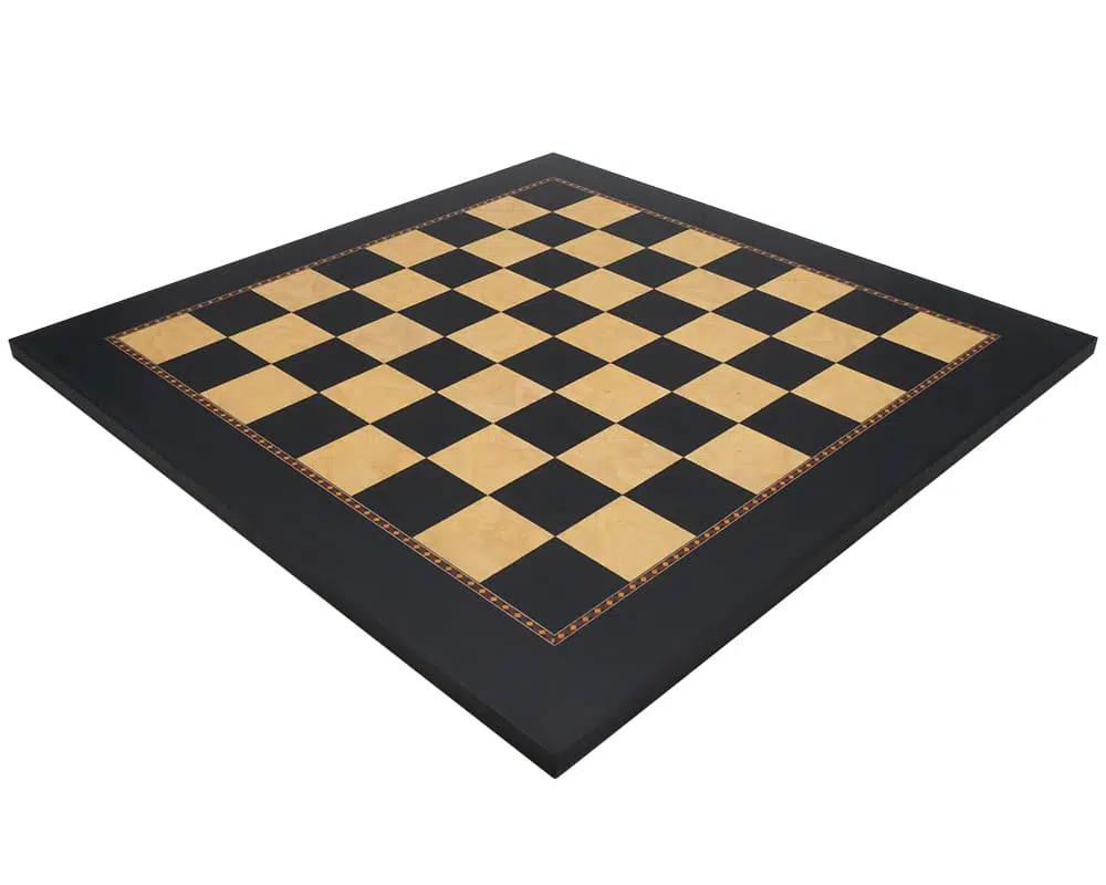 Grand Echiquier Jeu de la Dame en Bois de Peuplier Teinte Noir et Racine de Frene