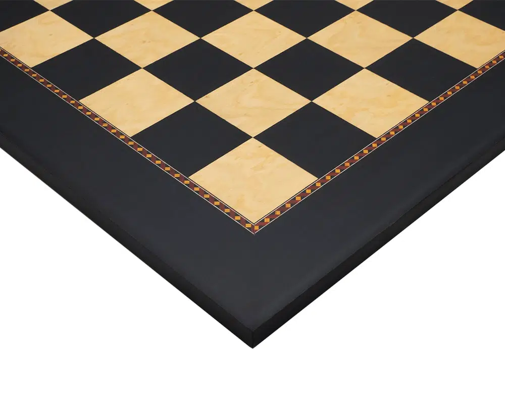 Grand Echiquier Jeu de la Dame en Bois de Peuplier Teinte Noir et Racine de Frene – Image 2