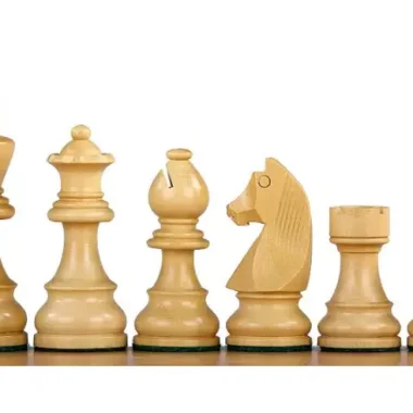 Ensemble Jeu d'Échecs de Tournoi Chevalier Allemand en Bois de Buis et Échiquier en Bois d'Érable