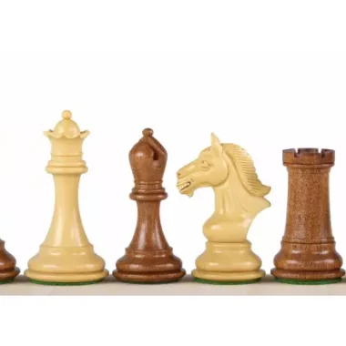 Pièces d'échecs Staunton en acacia et buis, dame, fou, cavalier et tour