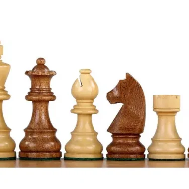 Ensemble Jeu d'Échecs Chevalier Allemand en Bois d'Érable et Acajou et Échiquier Alphanumérique