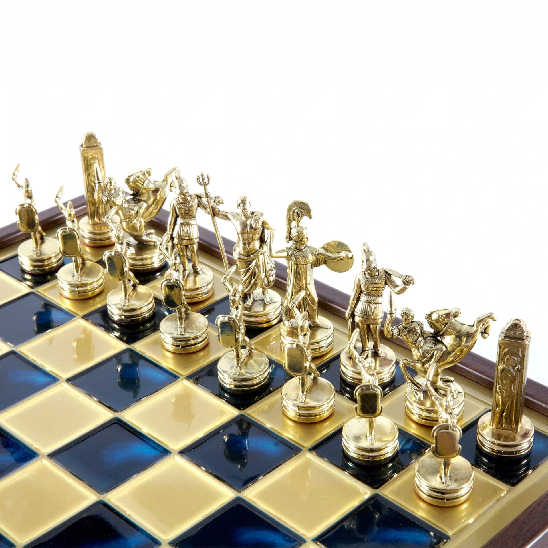 Jeu d'Échecs Mythologie Grecque en Métal Doré et Argenté – Échiquier avec Rangement Intégré – Image 3