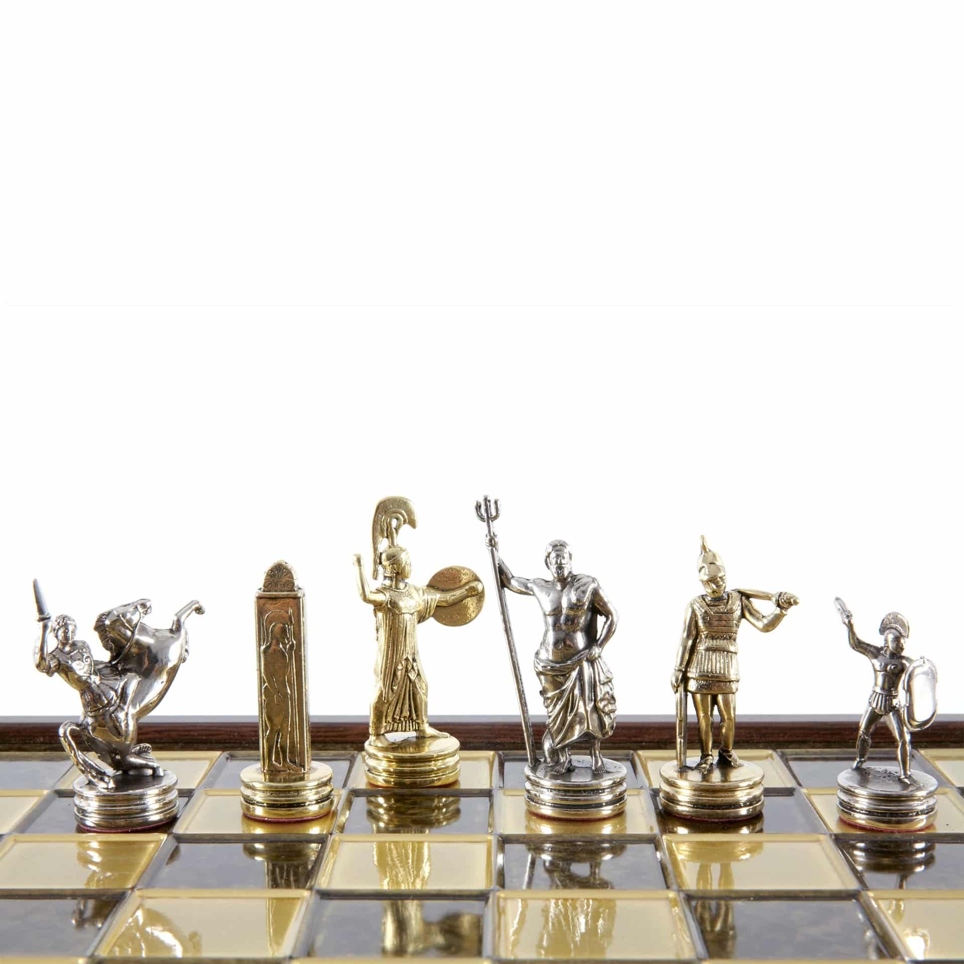 Jeu d'Échecs Mythologie Grecque en Métal Doré et Argenté – Échiquier avec Rangement Intégré – Image 11