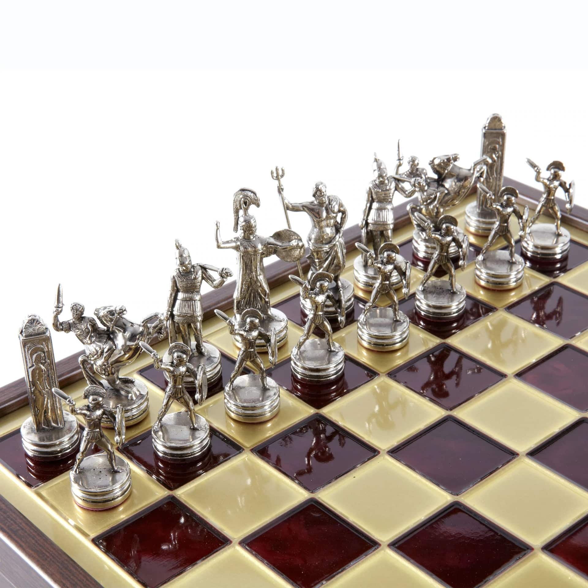 Jeu d'Échecs Mythologie Grecque en Métal Doré et Argenté – Échiquier avec Rangement Intégré – Image 24