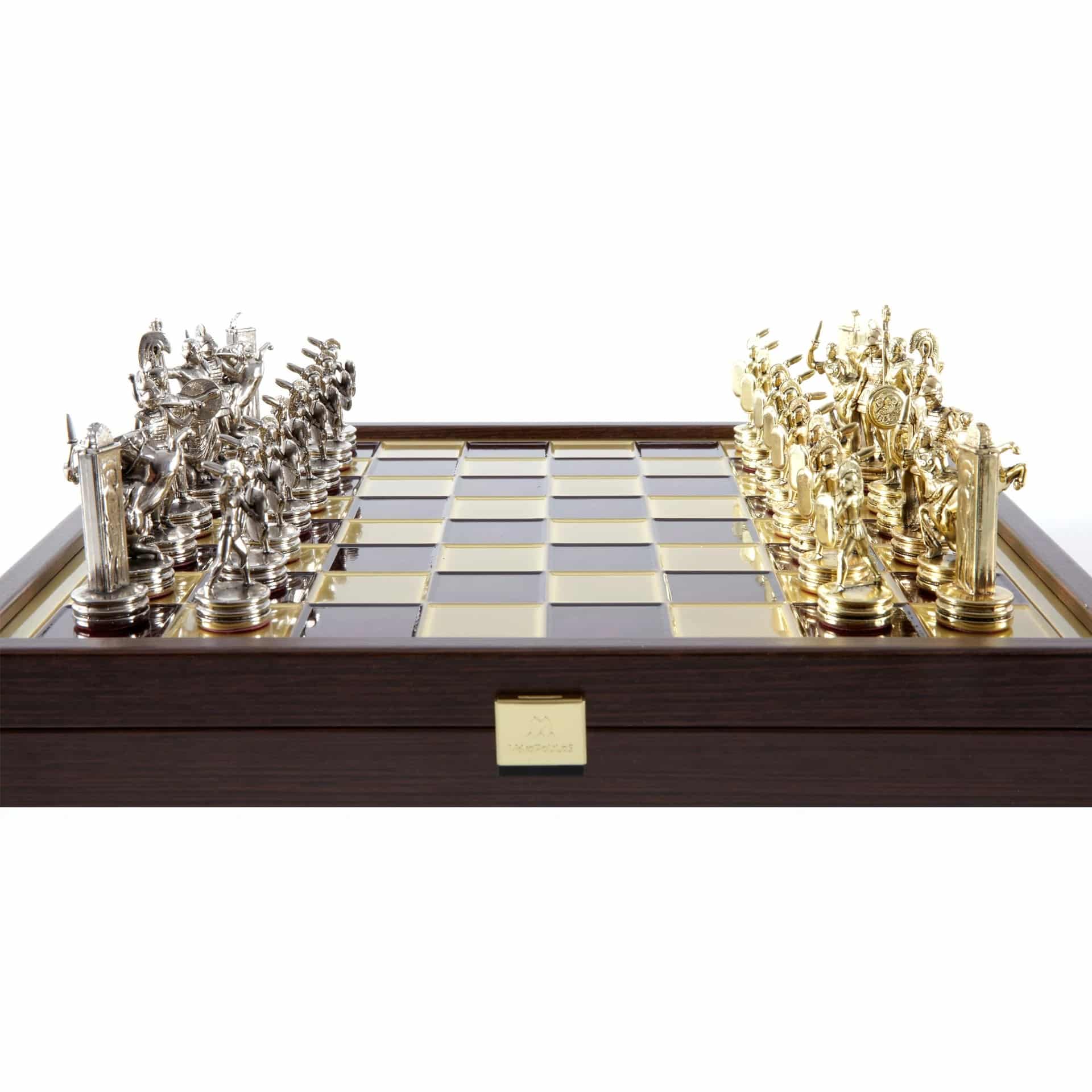 Jeu d'Échecs Mythologie Grecque en Métal Doré et Argenté – Échiquier avec Rangement Intégré – Image 23
