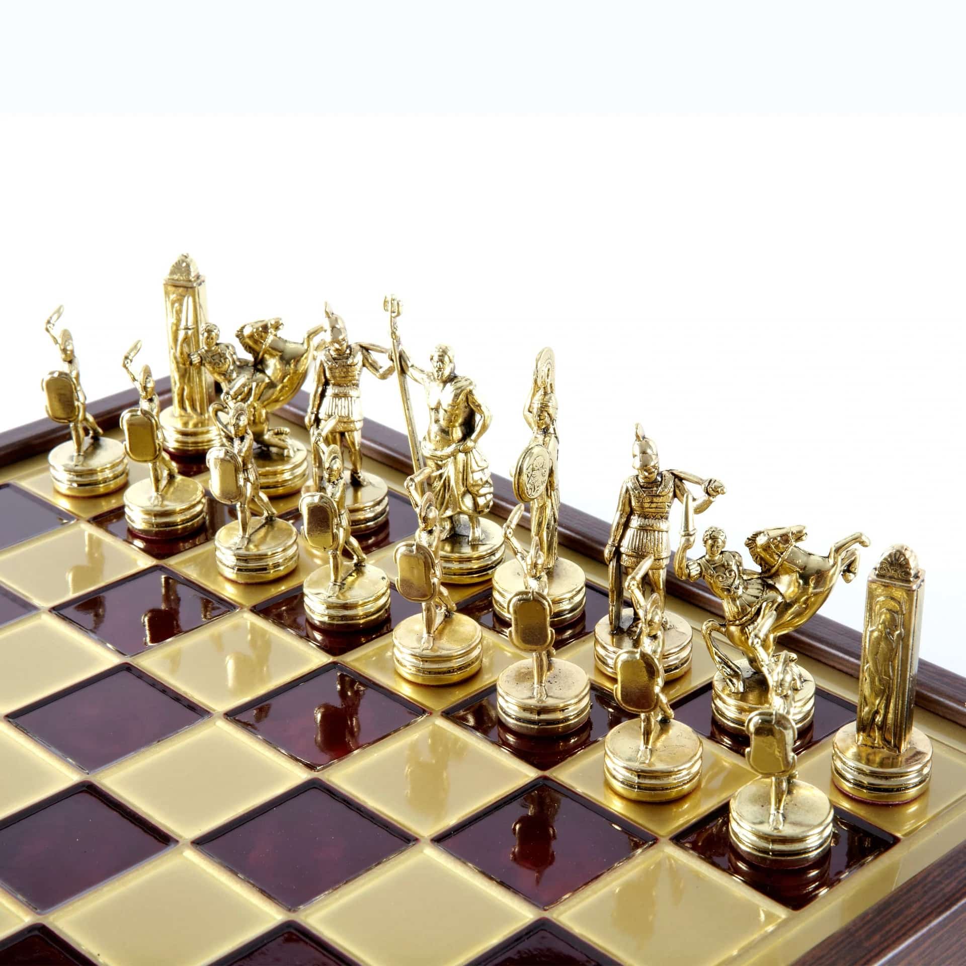 Jeu d'Échecs Mythologie Grecque en Métal Doré et Argenté – Échiquier avec Rangement Intégré – Image 25