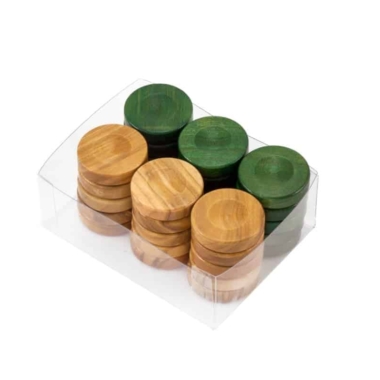 Jetons de Backgammon en Bois d'Olivier - Lot de 30 en Bois Naturel et Vert Olive – Image 2