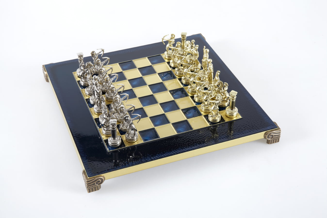 Petit Ensemble de Jeu d'Échecs en Métal Argenté et Or Archers - Coffret en Bois Stratifié avec Échiquier en Métal – Image 19