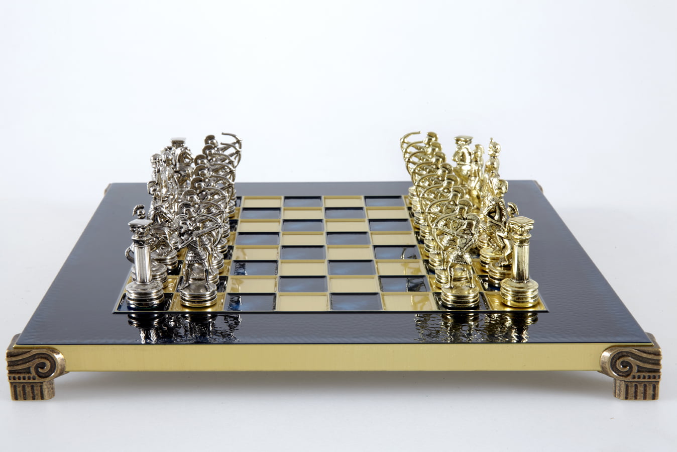 Petit Ensemble de Jeu d'Échecs en Métal Argenté et Or Archers - Coffret en Bois Stratifié avec Échiquier en Métal – Image 21