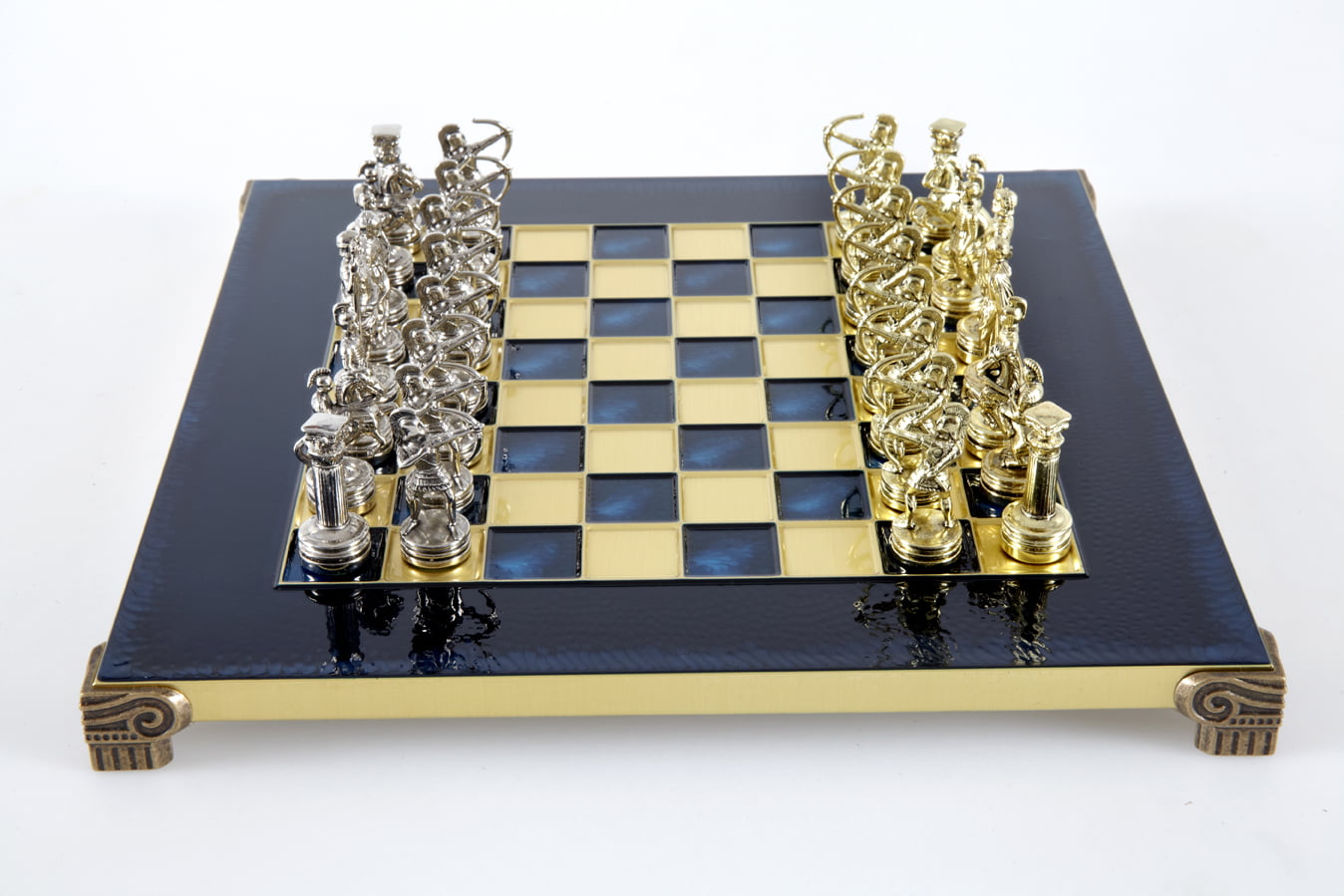 Petit Ensemble de Jeu d'Échecs en Métal Argenté et Or Archers - Coffret en Bois Stratifié avec Échiquier en Métal – Image 26