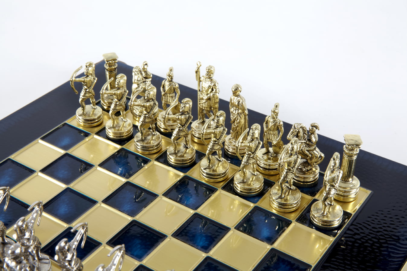 Petit Ensemble de Jeu d'Échecs en Métal Argenté et Or Archers - Coffret en Bois Stratifié avec Échiquier en Métal – Image 28