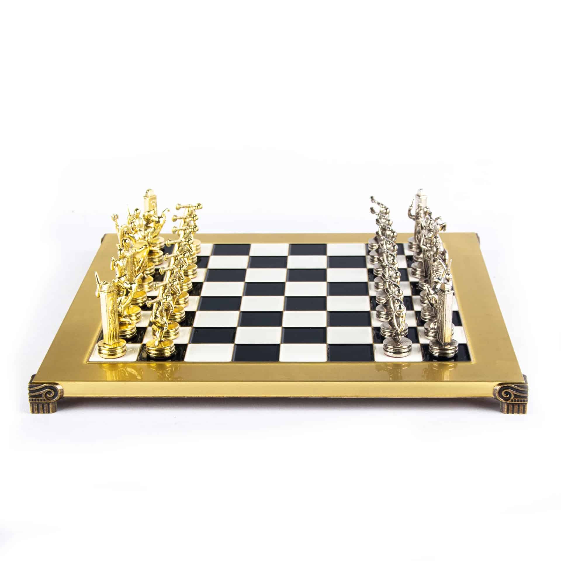 Ensemble de Jeu d'Échecs en Metal Lanceurs de Disque Or & Argent - 36 x 36 cm – Image 24