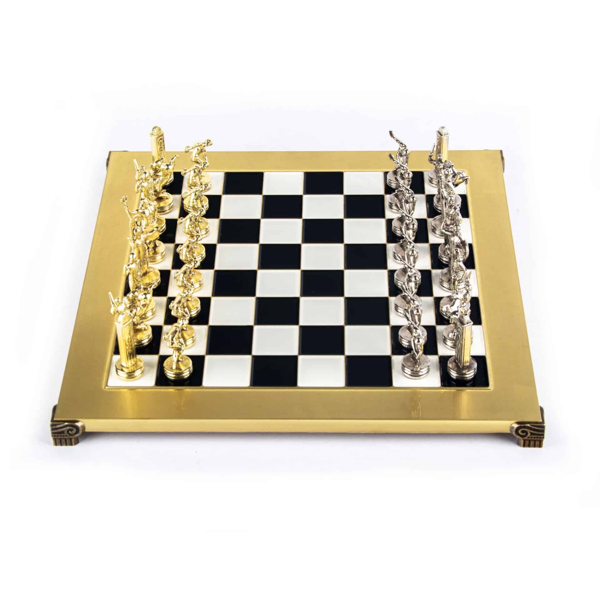 Ensemble de Jeu d'Échecs en Metal Lanceurs de Disque Or & Argent - 36 x 36 cm – Image 25