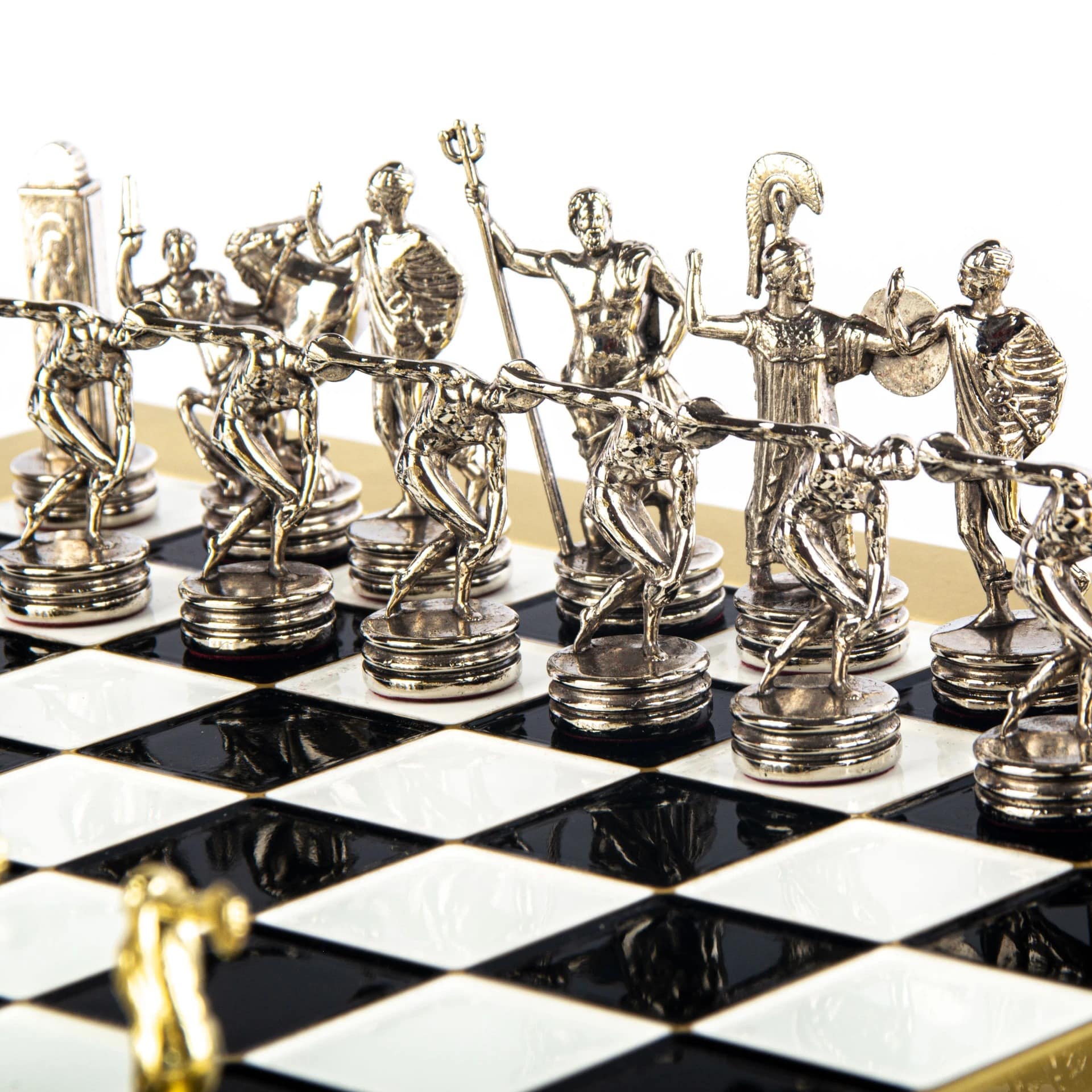 Ensemble de Jeu d'Échecs en Metal Lanceurs de Disque Or & Argent - 36 x 36 cm – Image 27