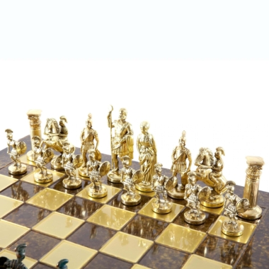 Jeu d'Echecs Greco-Romain - Pièces Vertes et Dorées avec Plateau de Jeu en Metal – Image 5