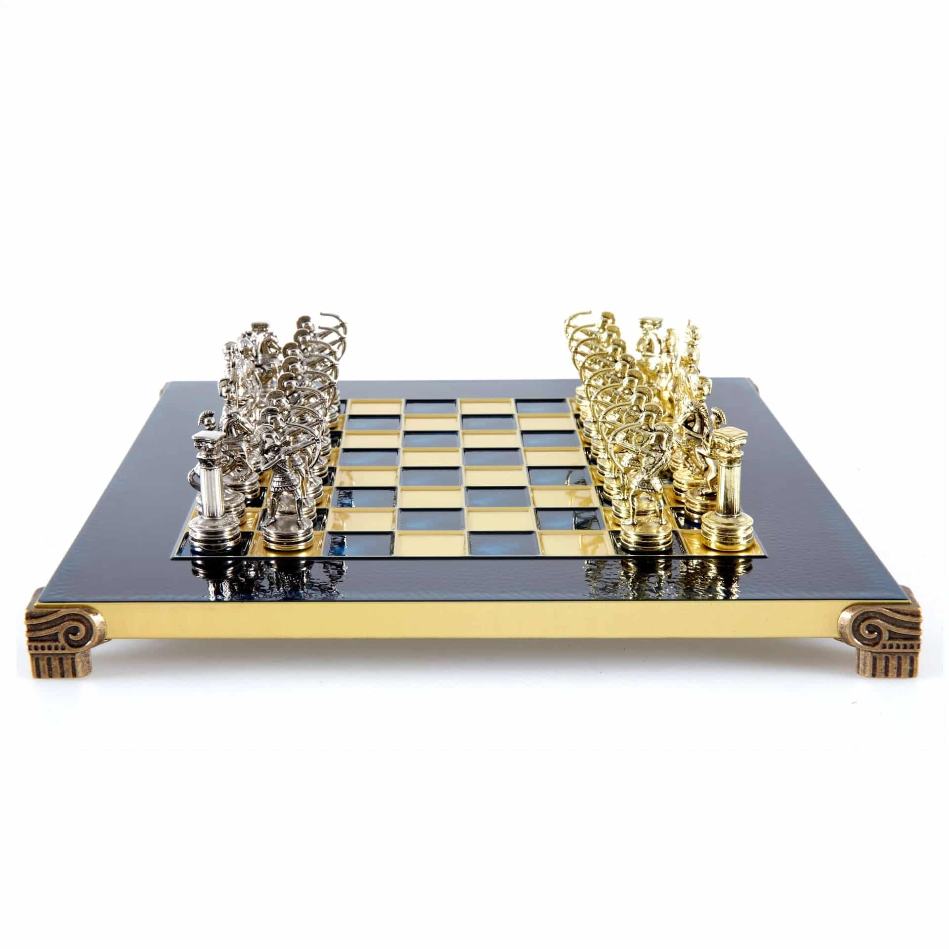 Petit Ensemble de Jeu d'Échecs en Métal Argenté et Or Archers - Coffret en Bois Stratifié avec Échiquier en Métal – Image 20