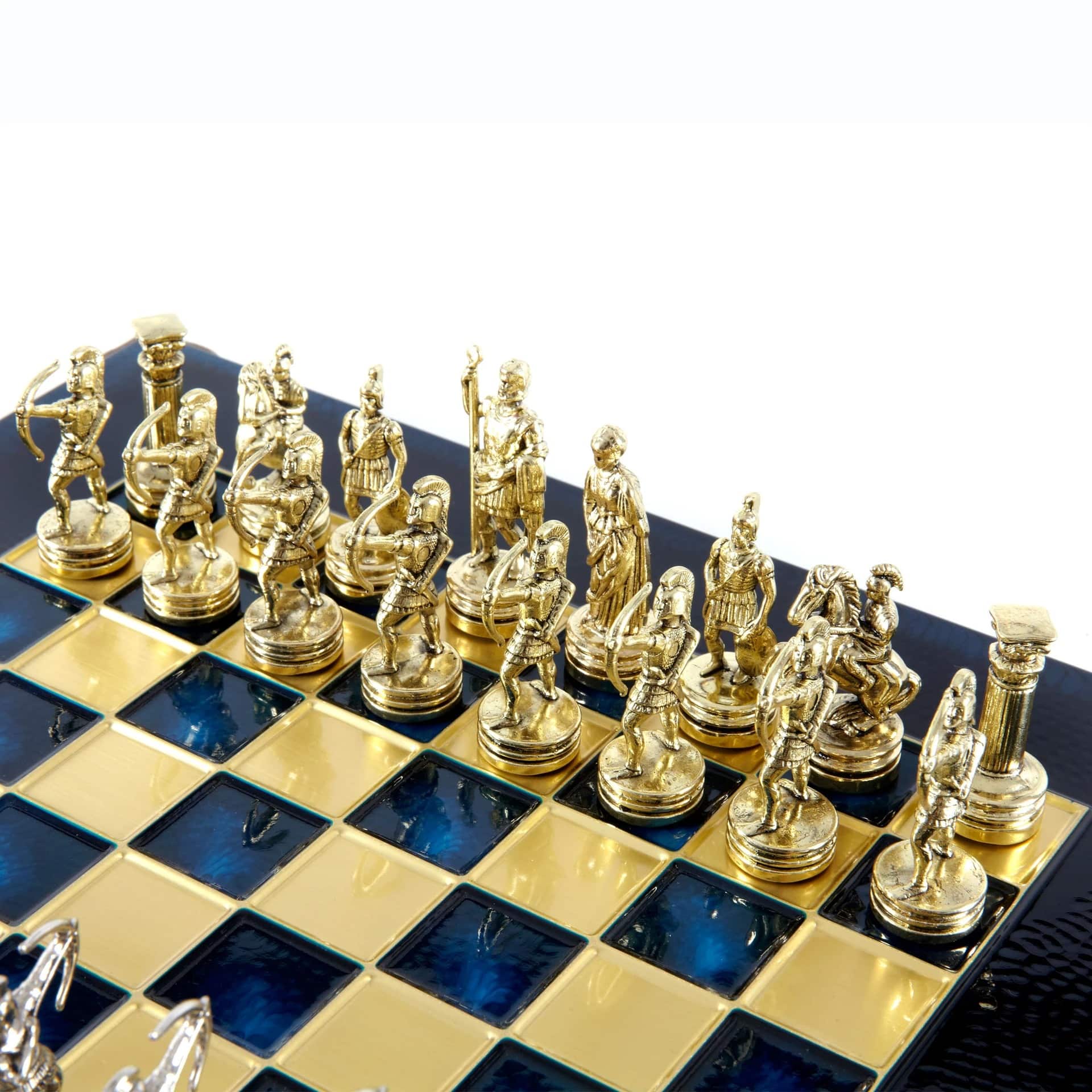 Petit Ensemble de Jeu d'Échecs en Métal Argenté et Or Archers - Coffret en Bois Stratifié avec Échiquier en Métal – Image 22