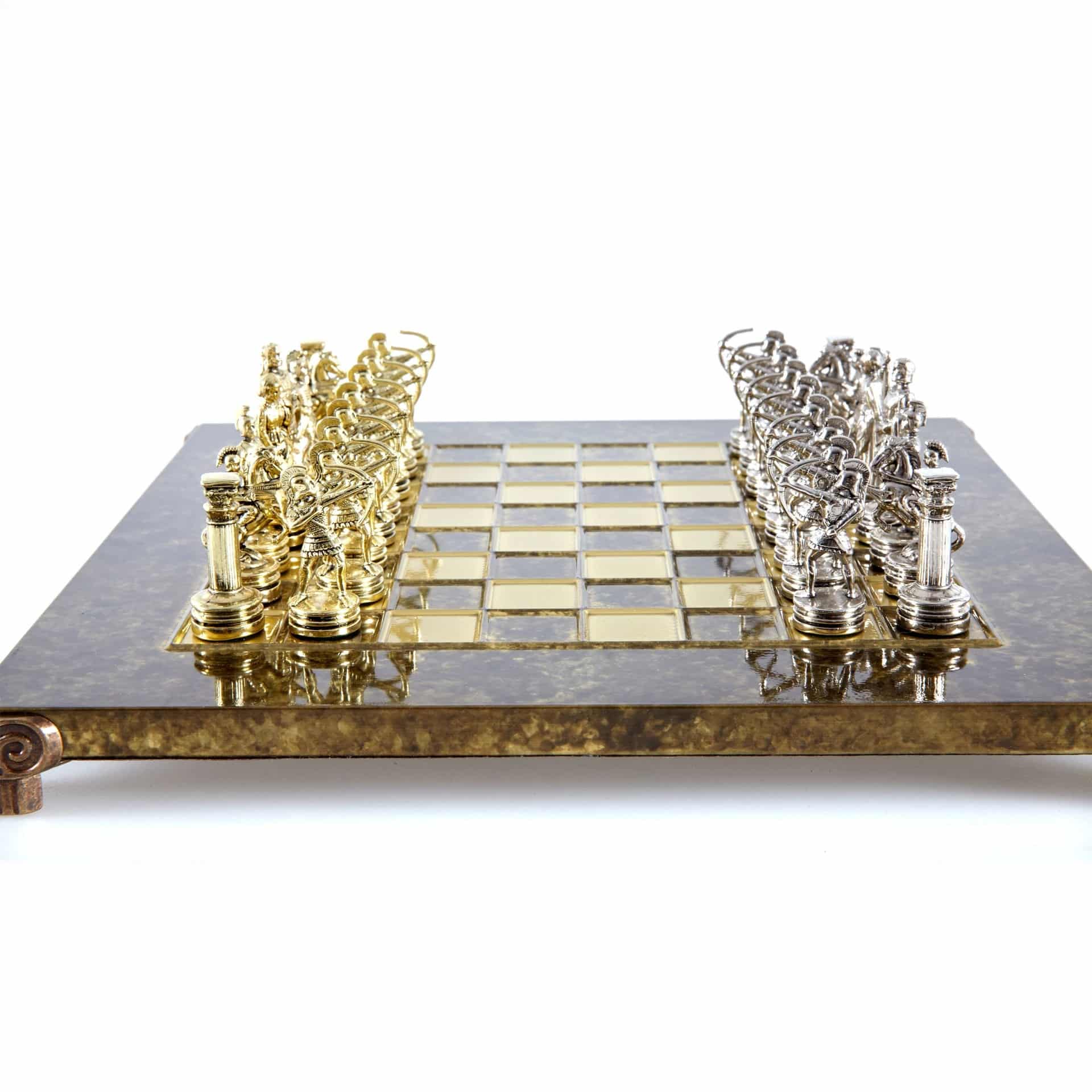 Petit Ensemble de Jeu d'Échecs en Métal Argenté et Or Archers - Coffret en Bois Stratifié avec Échiquier en Métal – Image 8
